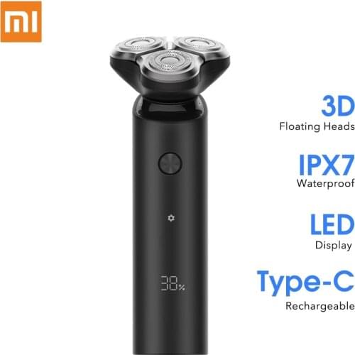 Xiaomi Mijia Electric Shaver S500 S500C Portable Flex Razor 3 Head Dry Wet Shaving Washable Beard Trimmer Dual Blade LED Display