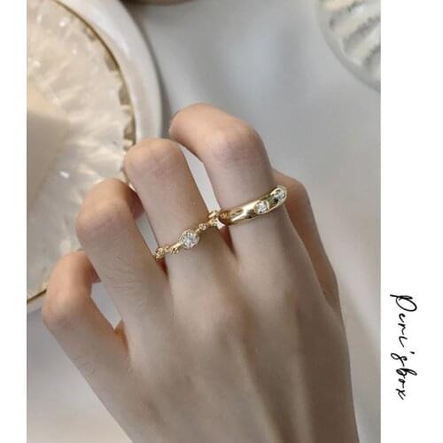 PerisBox Multi CZ Stone Branch Tree Irregular Rings Hammered Geometric Rings for Women 925 Sterling Silver Ring 2019 Jewelry