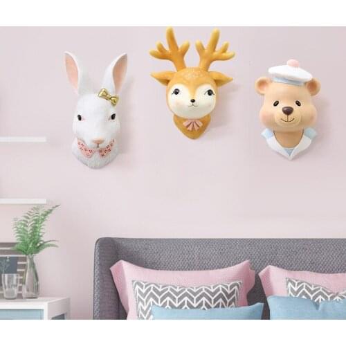 Lovely Childrens Room Animal Head Wall Decoration For Home And Living Room Pendant Kids Room Girl Bedroom Soft Install Decor