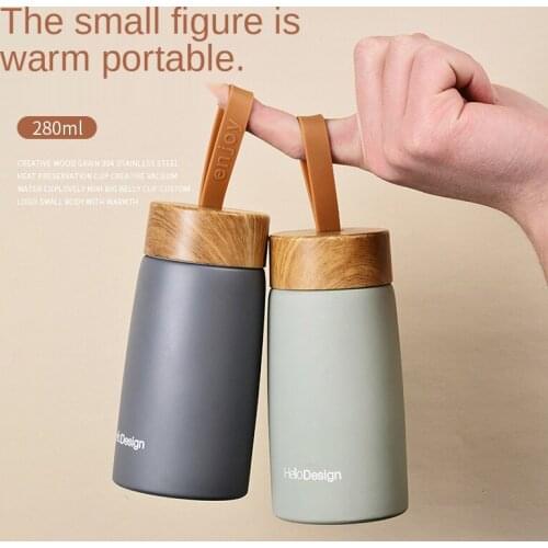 Creative Wood Grain Thermos Cup Water Cup Cute Mini Pot-bellied Cup Garrafa De Agua Thermos Thermos Bottle Thermal Mug