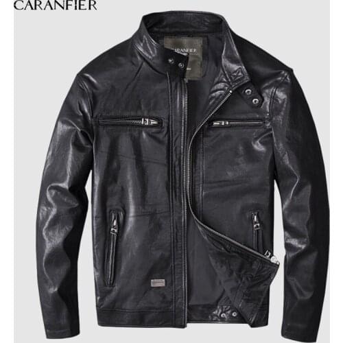 CARANFIER Sheepskin Leather Jacket Mens Brand Motorcycle Multifunction Jacket Men Liner Detachable Jackets Plus Size S-XXXXL