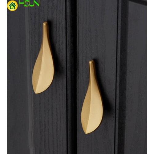 Furniture Cabinet Drawer Handle Gold Decoration Leaf 1 pcs Dresser Cupboard Wardrobe Closet Kitchen Door Pull Metal Zinc Knob