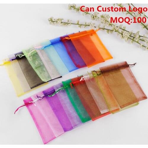 17x23cm Mixed Color Drawable Organza Jewelry Bags Embalagem Para Presente Christmas /Wedding Gift Bags 100pcs/lot Wholesale