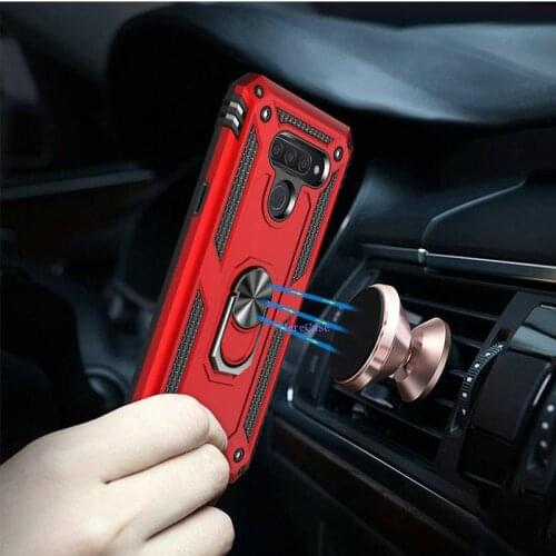 Metal Ring Car Holder for Coque LG K50 Case Luxury Phone Back Cover for LG K50 Smartphone Case LG K 50 LGK50 Shockproof Case