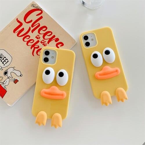 3D Cute Carton Yellow Duck Soft TPU Phone Case For iphone 12 11 Pro Max X Xr Xs Max 7 8 Plus Shockproof Back Cover Fundas