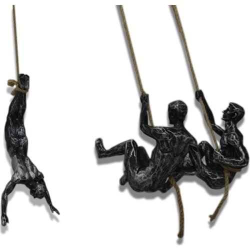 Wall Decorative Sportsman Retro Rock Climbing Figures Resin Sculpture Craft Wall Decorations Pendant Wall Statue Living Room