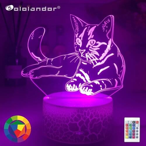 Newest 3D Acrylic Led Night Light Little Cat Figure Nightlight for Kid Child Bedroom Sleep Lights Gift for Home Decor Table Lamp