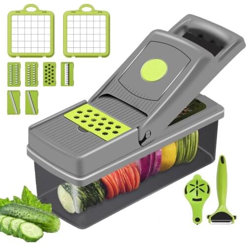 Vegetable Cutter Stainless Steel Food Chopper 8 In 1 Dicing Blades Fruit Potato Carrot Peeler Grater Dicer Kitchen Accessories