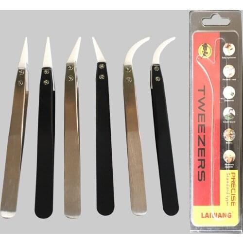 Stainless Steel Ceramic Tweezers Cutting Dies Tools Heat Resistant Non Conductive Ceramic Pointed Tip Die Cutter