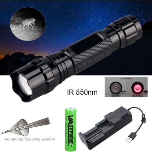 5W IR850NM Professional Night Vision Hunting Torch Tactical Infrared Radiation IR Zoomable Outdoor Waterproof Hunting Flashlight