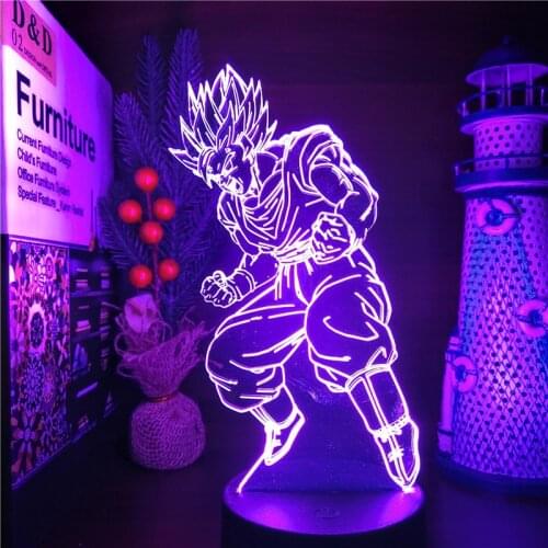 Cartoon Dragon Ball Z Anime 3D Night Lights Son Goku DBZ Super Saiyan Lamp Visual Decor Bedroom Xmas Gift Novel Lighting Lampara