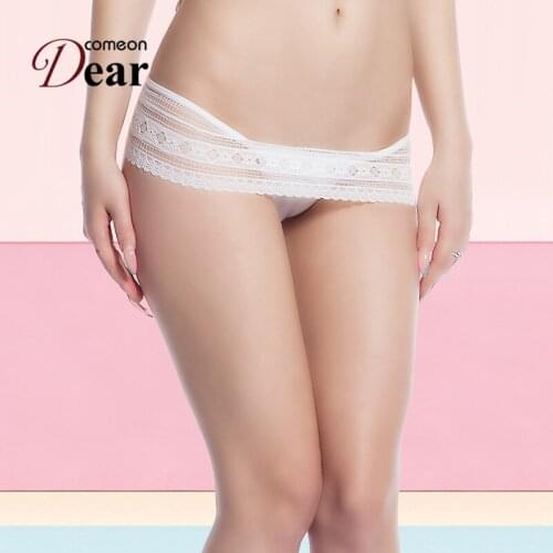 Comeondear Sexy Thong White Black Low Waist Lace Plus Size Women G-String Ladies Underwear Seamless Transparent Lingerie DYA28