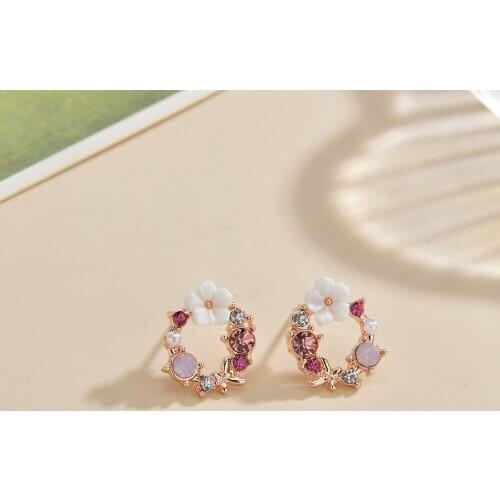 MESTILO Lovely Multicolor Rule Geometric Flower Bowknot Rhinestone Circle Plant Animals Stud Earrings Classic Jewelry Girl Gifts