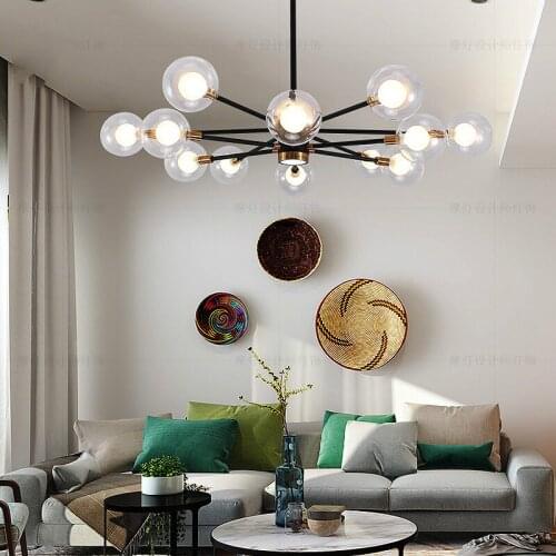 New Magic Bean Led Chandelier Lighting Simple Lustre Led Modern Hanging Lamp Glass Ball for Living Room Luminaire Light Fixture