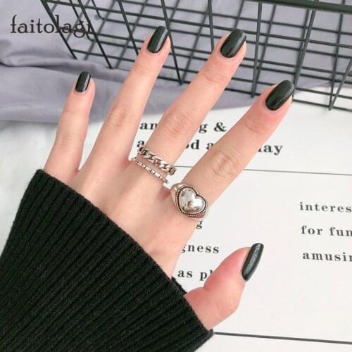 Vintage Heart Finger Rings Big Peach Heart Smooth Ring Silver Color Wide Love Punk Hip Hop Open Rings Fashion Women Jewelry Gift