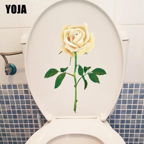 YOJA 16.4X23.7CM Yellow Rose Classic Room Decor Wall Decal Personality Bathroom Toilet Decal T1-1930