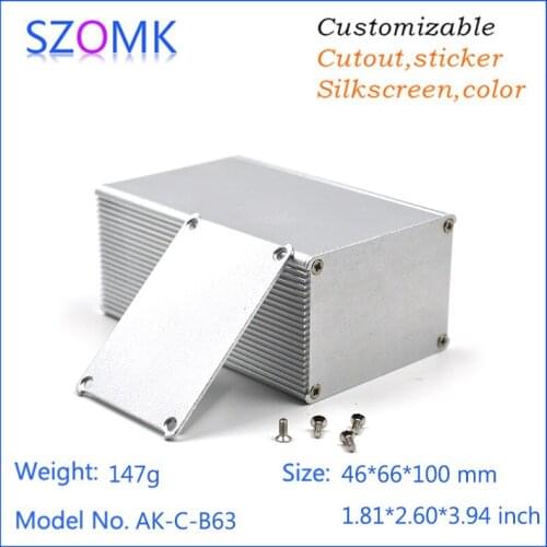 1 piece, 46*66*100mm hot selling aluminum electrical project box extruded aluminum enclosure instrument box pcb enclosure