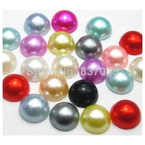 1000PCs 8mm ABS mixed color Half Round Flatback pearl beads nails/scarpbook phone case finding Loose Making DIY acessories