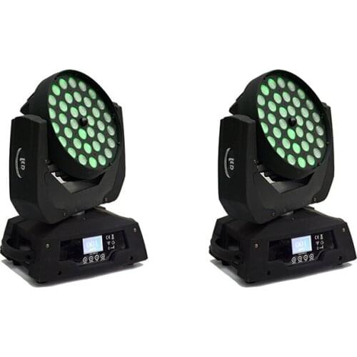 2pcs/lot 10-60 degree zoom 36x18w 6 in1 rgbwauv led wash moving head powercon strobe dimmer XY rotation event party equipment