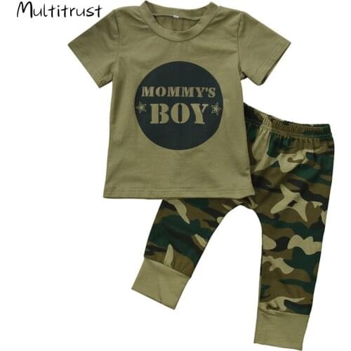 2020 Newborn Kids Baby Boys Girls Clothes Suits Infant Camo Short Sleeve T Shirt Tops Pants Outfit Set Summer Casual New Sale