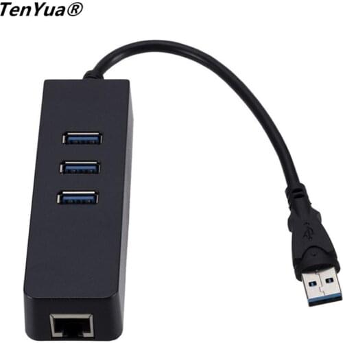 3 Ports USB Hub USB 3.0 To RJ45 Gigabit Ethernet LAN Wired Network Adapter 10/100/1000 Mbps For Windows Mac