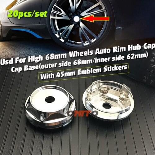 45mm 68mm 20pcs Decals Sticker Wheel Center Hub Caps Chrome PVC High Caps for for All Car Styling Car Decoration