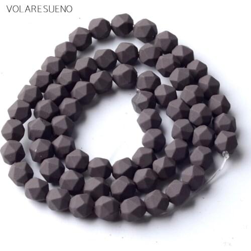 6mm Natural Faceted Dull Polished Dark Brown Rubber Hematite Stone Beads For Jewelry Making Spacer Loose Beads Diy Bracelet 15"