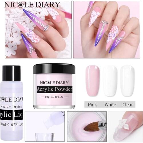 NICOLE DIARY Acrylic Powder Extension Nail Gel For Nail Polish Nail Art Decoration Tip Builder Crystal Set Kit Salon Nail