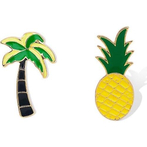 Pineapple and coconut Enamel Pins and Brooches for Women Men Lapel Pin Backpack Bags Badge Kids Gifts