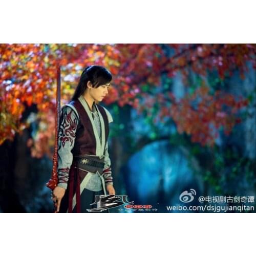 Bai Li Tu Shu Computer Game 2014 TV Play Gujianqitan Antique Sword Legend Drama Costume Cosplay Blue SwordmanCostume for Man