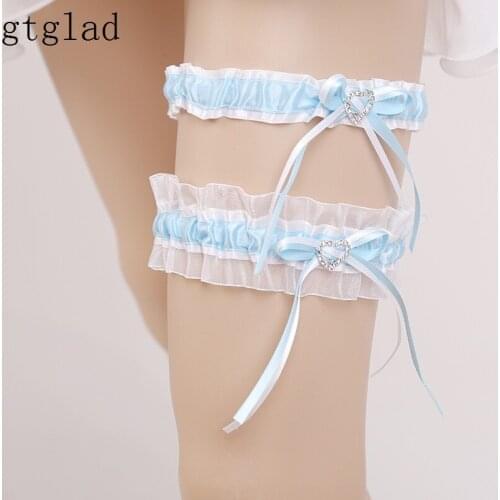 White Lace Embroidery Floral Beading Sexy Wedding Garters 2pcs set for Women Bride Accessories Thigh Ring Bridal Leg Garter 5417