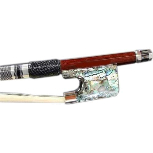 Floraparts 4/4 Violin Bow Top Pernambuco Round Stick Ebony Core Abalone Mounted Frog Nickel Silver Parts Abalone Slide FPX01
