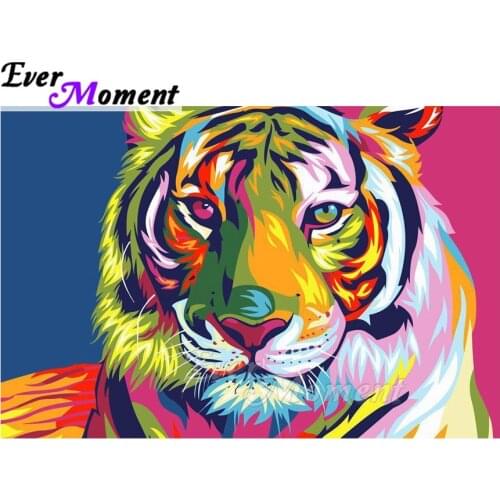 Ever Moment Diamond Painting Colorful Tiger Full Square Drill Handmade 5D DIY Mosaic Diamond Embroidery Decoration ASF1594