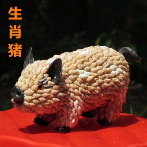 CONCH CONCH SHELL CRAFTS HANDMADE DECORATIVE HOME FURNISHING GIFT TWELVE PIG ORNAMENTS