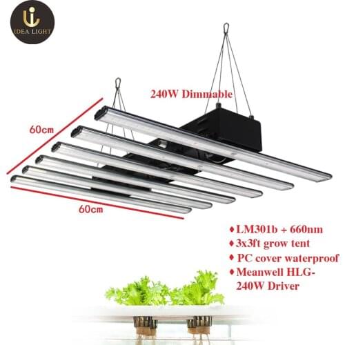 Flexstar 240W 6 Bars 1800Umol/s 2.8 Umol/J Samsung 301h 561c Full Spectrum 2-Year Warranty Commercial Greenhouse LED Grow Light