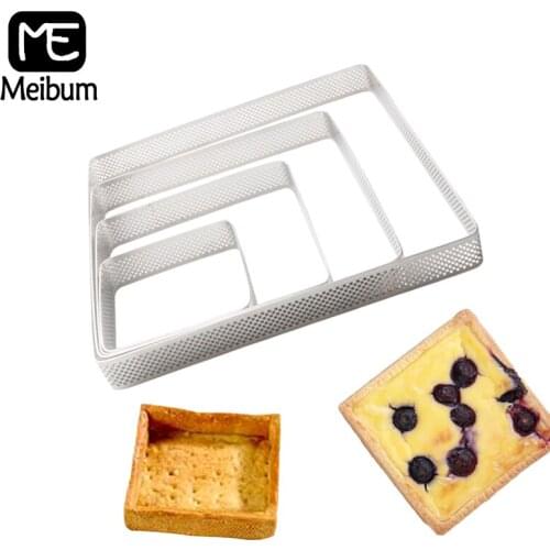 Meibum Square Stainless Steel French Custard Cream Dessert Pie Pan Tart Ring Egg Pizza Cheese Mousse Mold Baking Tools