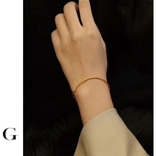 GHIDBK Hot Sale 2020 Fashion Stainless Steel Curved Chain Bangle Bracelets Unique Design Splicing Street Style Bangles Jewelry