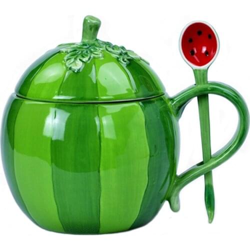 Simulation watermelon fruit ceramic mug Pretty large capacity Drinkware mugs Let you prefer to drink water