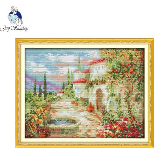 Joy Sunday scenic style A beautiful garden cross stitch patterns designs needlepoint patterns stitchery kits for home decoration