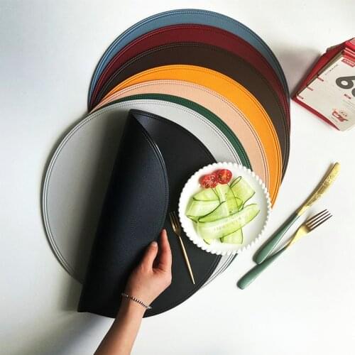 Leather Placemat Round European Style Heat Insulation Pad Imitation PU Table Mat Hotel Western Food PVC Table Mat