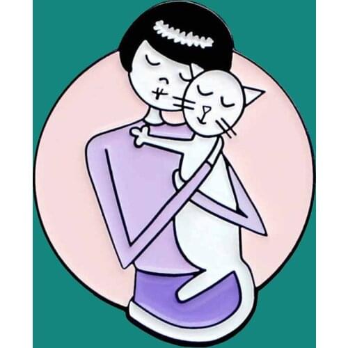 Beautiful Girl Lapel Enamel Pins Brooch Collecting Cat Metal Badges Men Women Backpack Hat Collar Fashion Jewelry Gifts Adorn