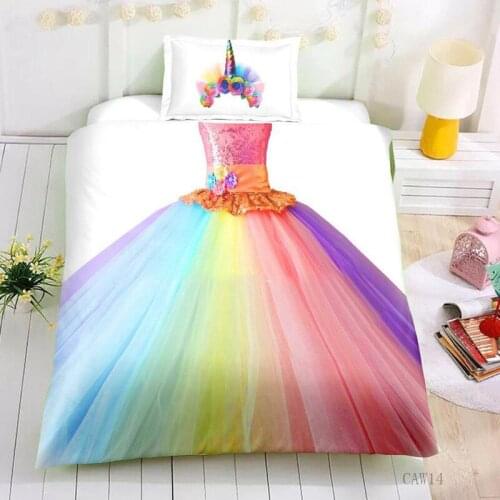 Cute Queen Bedding 3D Printed Princess Quilt Cover Girl Bedroom 2/3 Bedding Cartoon Quilt Cover Quilt Cover Bedding Bed Set