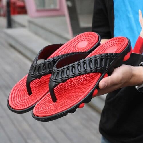 Flip-flops New Mens Slippers Slip Large Size Toe Towed Breathable Beach Shoes