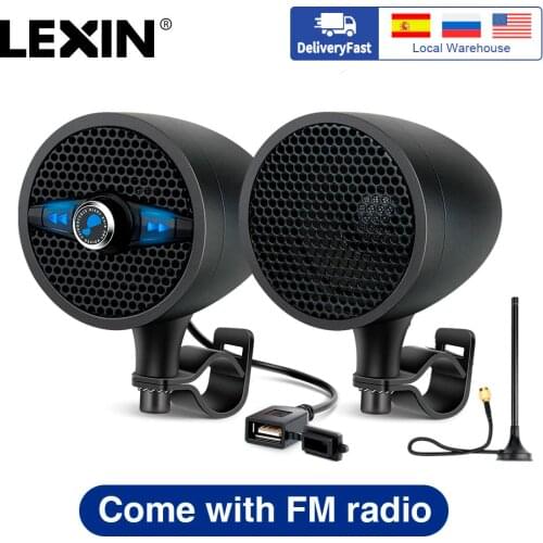 Lexin LX-S3 Super Music Audio Player with FM Radio Tuner Bluetooth Speakers for Motorcycle Waterproof Portable Stereo