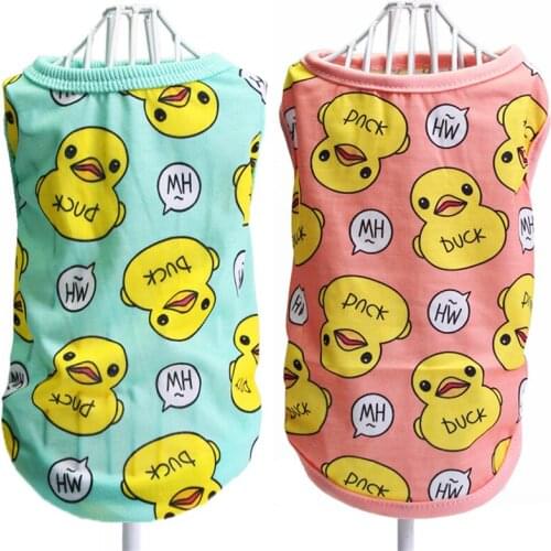 Soft Cotton Pet Cute Dog Vest Yellow Duck Dog Clothes Summer Pet Vest Plaid Printing Clothing For Small And Large Dogs XS-XXL