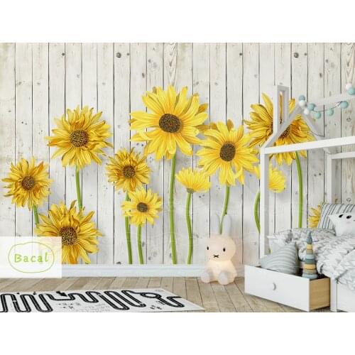 Bacal Custom Photo Wallpaper Modern 3D Wall Mural Wallpaper Yellow Sunflower Art Design Bedroom Office Living Room Wall Paper 5D