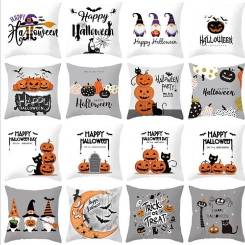 Happy Halloween Cushion Cover Spider Bat Pumpkin Printed Sofa Throw Pillows Cover Holiday Party Favor Gift Decoration Pillowcase