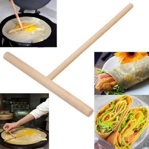 New T Shape Wooden Crepe Maker Pancake Batter Spreader Stick Home Kitchen Tool DIY Pancake Restaurant Canteen Specially Supplies