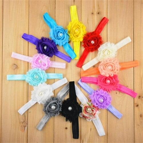 New design Girls Headband Chic Chiffon Shabby Rosette Flower with Headbands Kids Hair Accessories 50pcs/lot Free Shipping FDA27