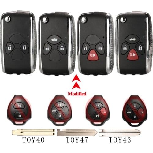 Jingyuqin Remote Car Key Fob Shell For Toyota Crown Camry Corolla Reiz RAV4 Avalon Venza Matrix Auto Key TOY43/TOY40/TOY47 Blade